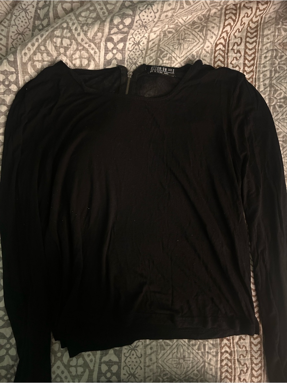 Cotton On Black Crewneck Top with Back Zip